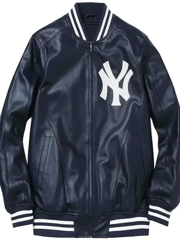 New York Yankees Navy Blue Leather Jacket