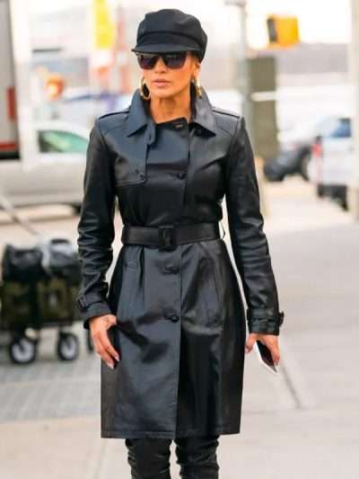 New York Street Style Jennifer Lopez Leather Coat