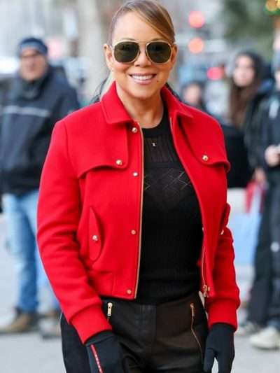 Street Style Mariah Carey Red Jacket