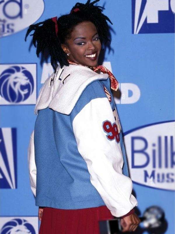 Lauryn Hill 1998 blue and White Varsity Jacket