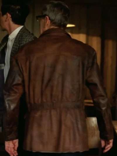 Jonathan Hyde The Brutalist Brown Leather Jacket