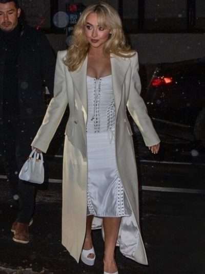 Sabrina Carpenter 2025 White Trench Coat