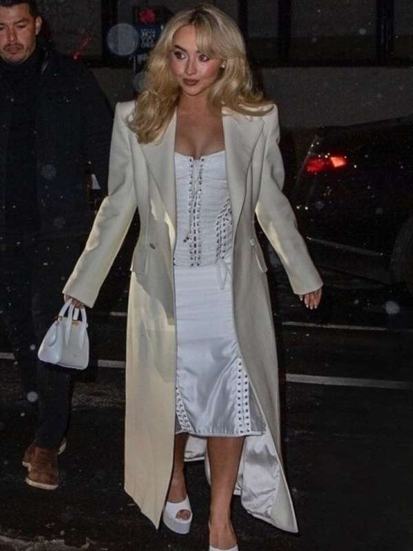 Sabrina Carpenter 2025 White Trench Coat