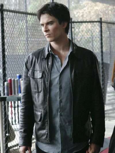 Damon Salvatore The Vampire Diaries Leather Jacket