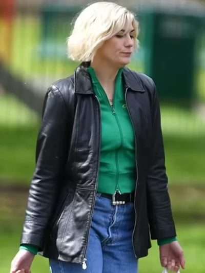Toxic Town 2025 Jodie Whittaker Black Leather Jacket
