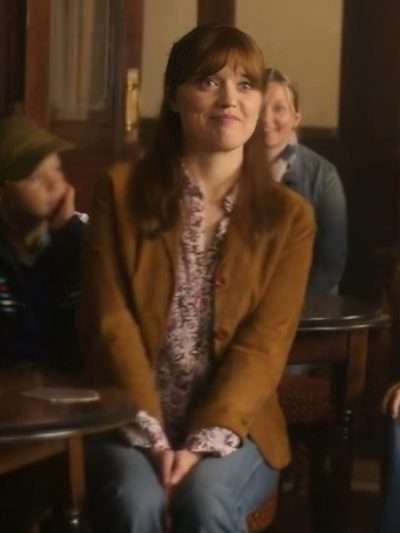 Aimee Lou Wood Toxic Town 2025 Brown Leather Blazer