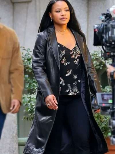 Chanté Adams A Journal For Jordan Black Leather Coat
