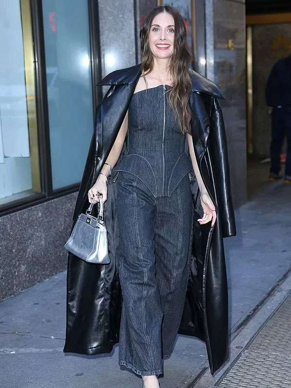Alison Brie Together Black Leather Coat