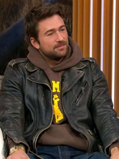 Brandon Sklenar Drop 2025 Premiere Night Black Leather Jacket