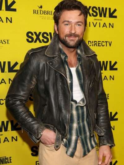 Brandon Sklenar Drop 2025 Premiere Night Leather Jacket