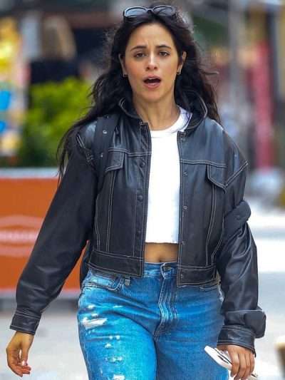 Camila Cabello NYC 2023 Black Leather Jacket