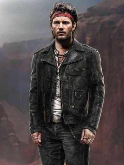 Chris Pratt The Electric State Black Leather Jacket