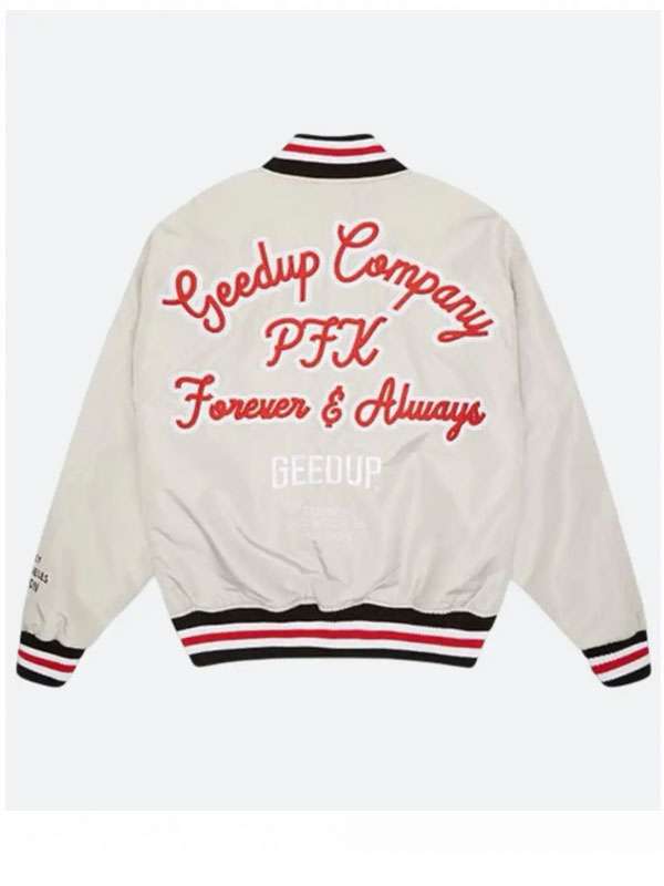 Geedup White Varsity Jacket