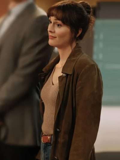 Leighton Meester Good Cop Bad Cop Brown Leather Coat