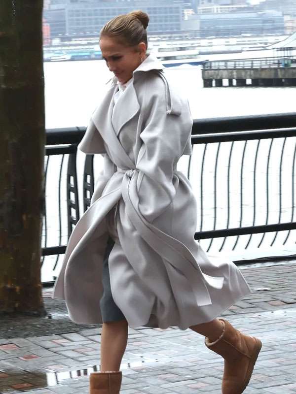 Jennifer Lopez Office Romance Grey Wool Coat