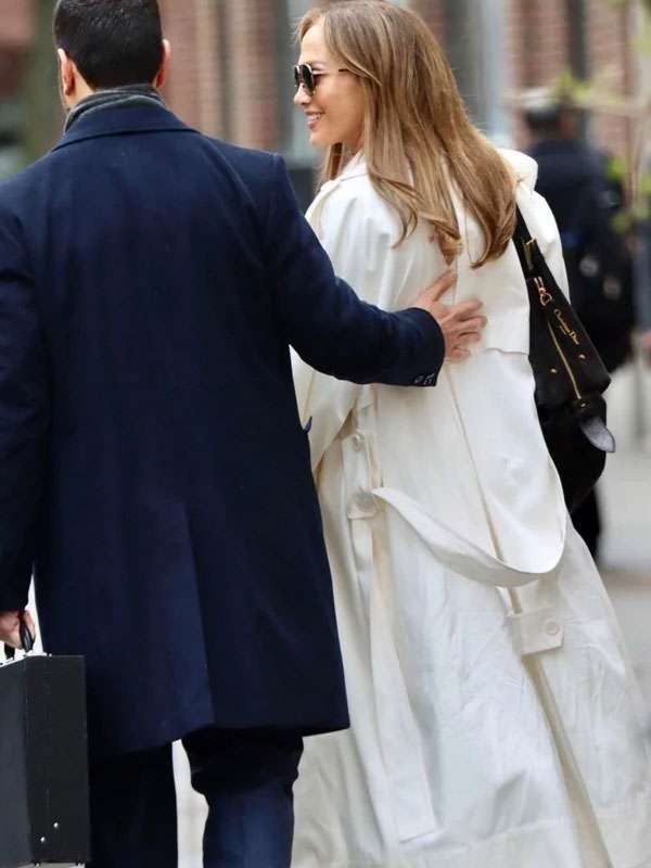 Jennifer Lopez Office Romance White Trench Coat