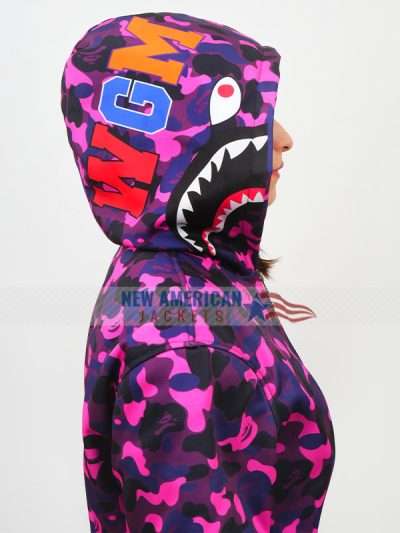 Purple Bathing Ape Camo Zip Up Hoodie