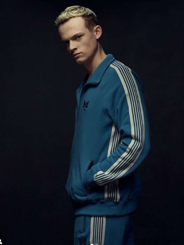 Anson Boon MobLand 2025 Blue Track Bomber Jacket