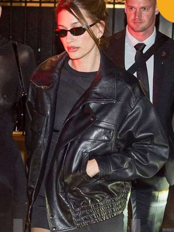 Hailey Bieber PFW 2025 Leather Jacket - Image 3