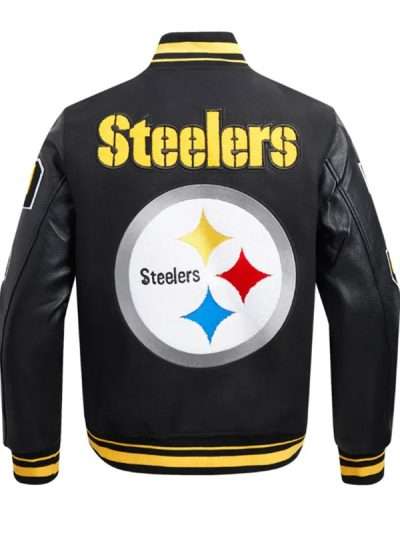 Super Bowl Steelers Black Varsity Letterman Jacket