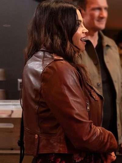Jenna Dewan The Rookie S07 Brown Biker Leather Jacket
