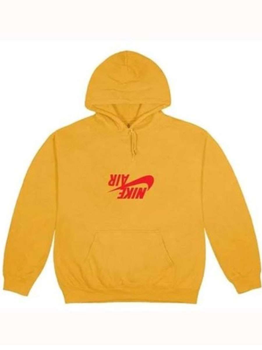External Material: Fleece Fabric Inner Lining: Viscose Lining Front: Pullover Closure Collar: Hooded Collar Color: Yellow Pockets: Kangaroo Pocket at Front Sleeves: Full-length Sleeves with Ribbed Cuffs