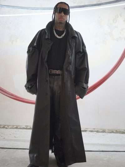 Tyga PWF Black Leather Coat