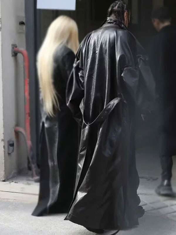 Tyga Paris Fashion Week 2023 Black Leather Coat