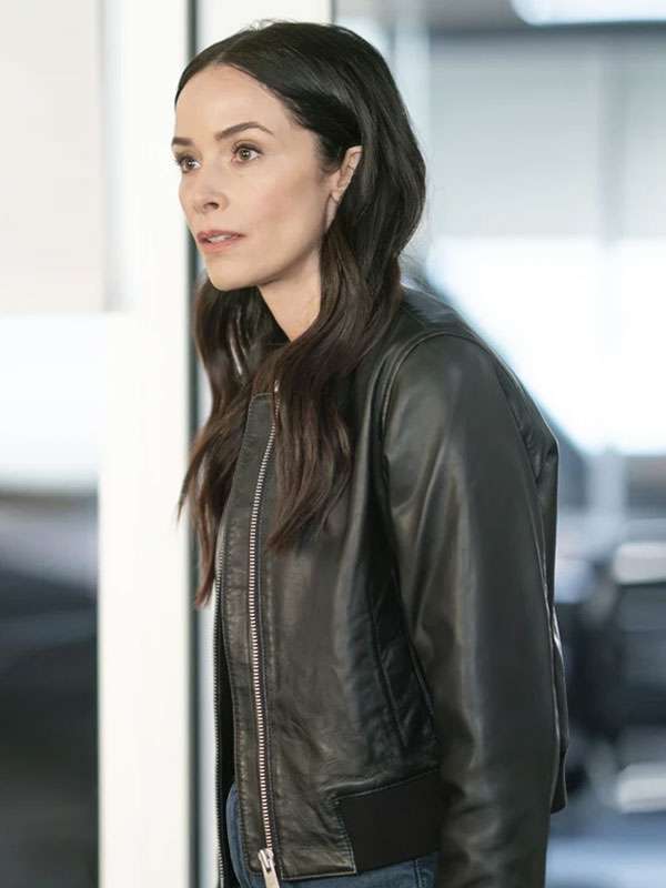 9-1-1 S08 Amber Braeburn Black Bomber Leather Jacket at $159