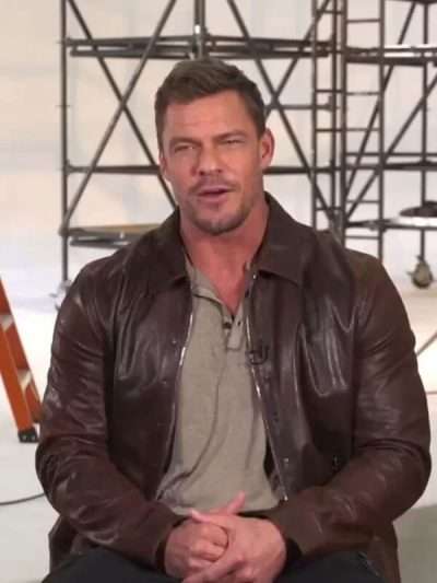 Shop Alan Ritchson Brown Leather Jacket