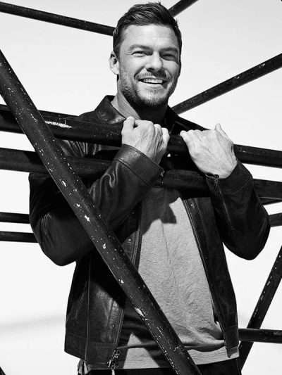 Alan Ritchson American Actor Brown Leather Jacket