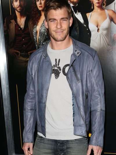 Shop Alan Ritchson Blue Leather Jacket