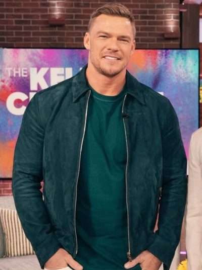Shop Alan Ritchson Green Suede Leather Jacket