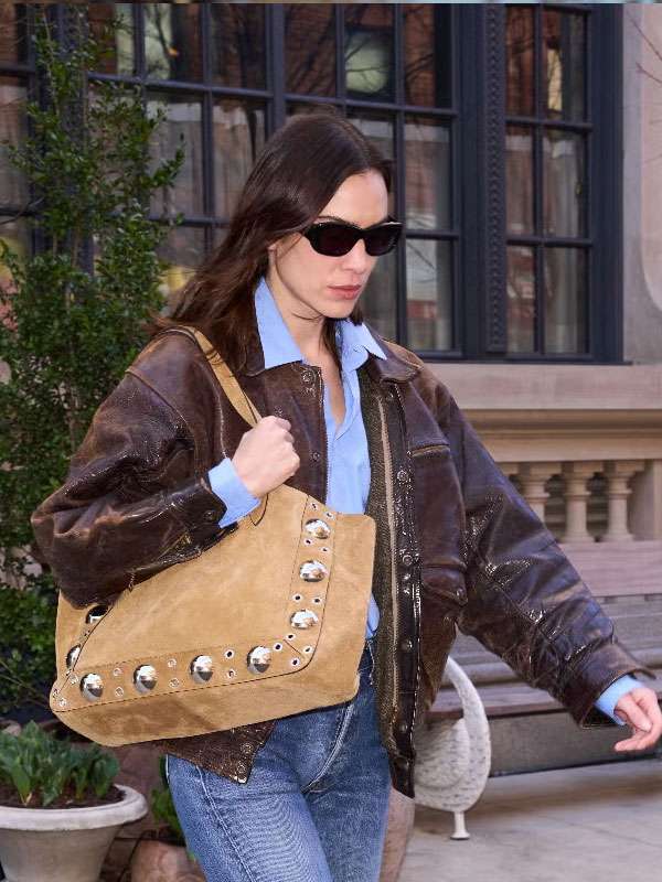 Alexa Chung Distressed Leather Jacket