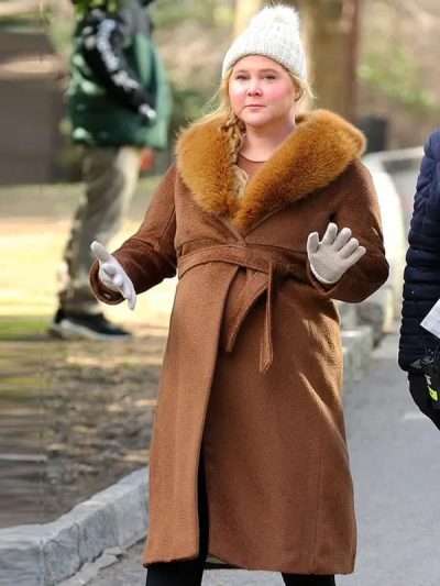 Kinda Pregnant 2025 Amy Schumer Brown Trench Coat