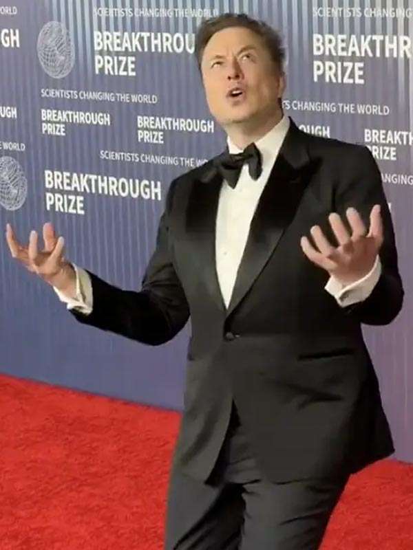 Breakthrough Prize Red Carpet Elon Musk Black Blazer Coat