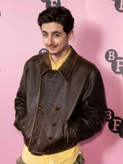Buy British Film Institute 2024 Timothee Chalamet Brown Leather Jacket
