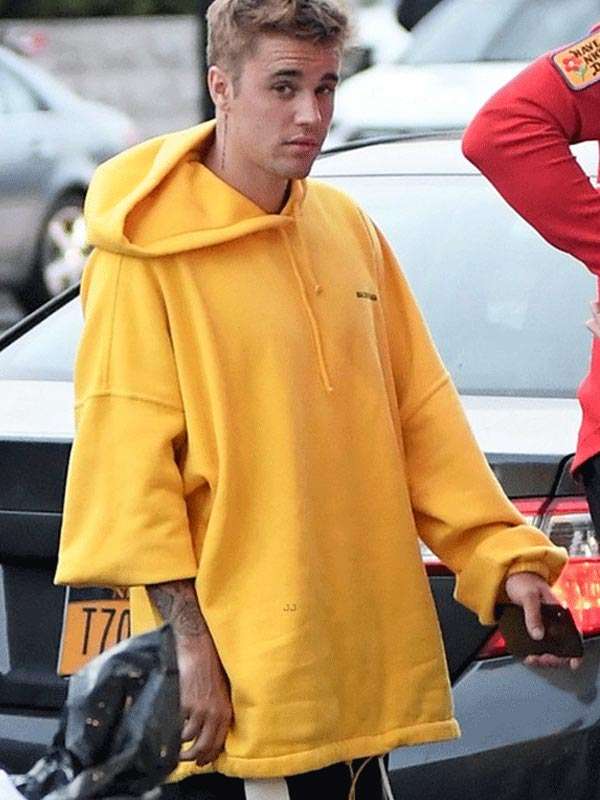 Justin Bieber Street Style Yellow Hoodie