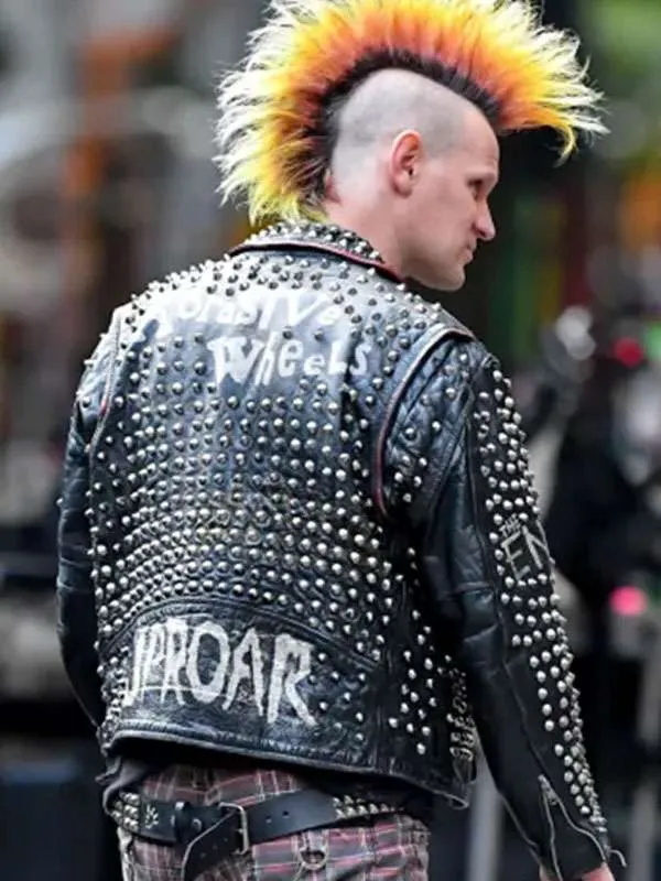 Buy Caught Stealing Matt Smith Studded Black Biker Leather Jacket