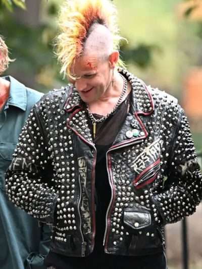 Get Caught Stealing 2025 Matt Smith Studded Biker Leather Jacket