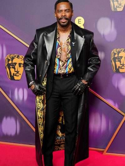 Colman Domingo BAFTA Awards 2025 Black Leather Coat at 60% Off
