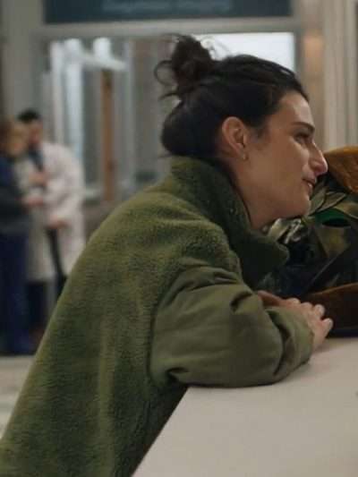 Buy Dying for Sex 2025 Jenny Slate Green Sherpa Bomber Jacket