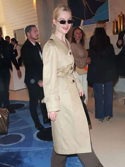 Buy Elle Fanning Cannes Street Style 2025 Beige Trench Coat