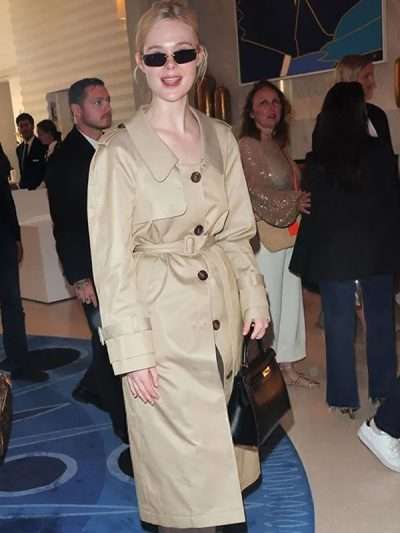 Shop Elle Fanning Cannes 2025 Beige Trench Coat