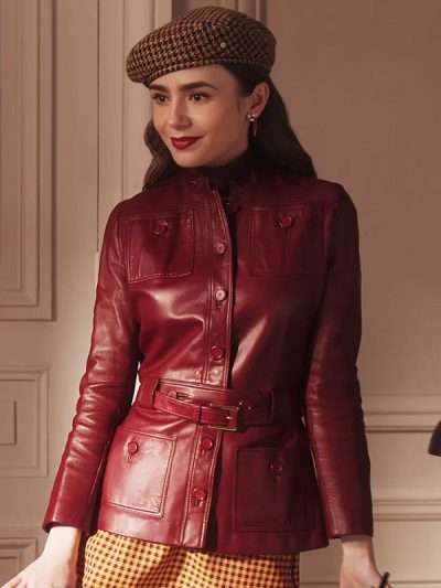 Emily in Paris S04 Emily Cooper Red Leather Jacket