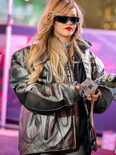 Shop F1 Grand Prix 2023 Rihanna Black Racing Leather Jacket