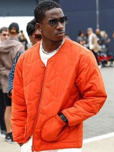 Shop F1 The Movie 2025 Joshua Pearce Orange Quilted Jacket