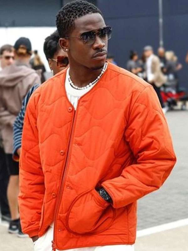 Shop F1 The Movie 2025 Joshua Pearce Orange Quilted Jacket