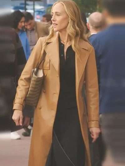 Shop Greys Anatomy S21 Teddy Altman Brown Leather Trench Coat
