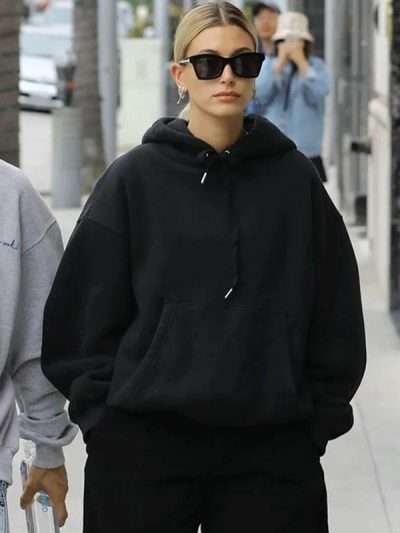 Hailey Bieber Black Oversized Hoodie